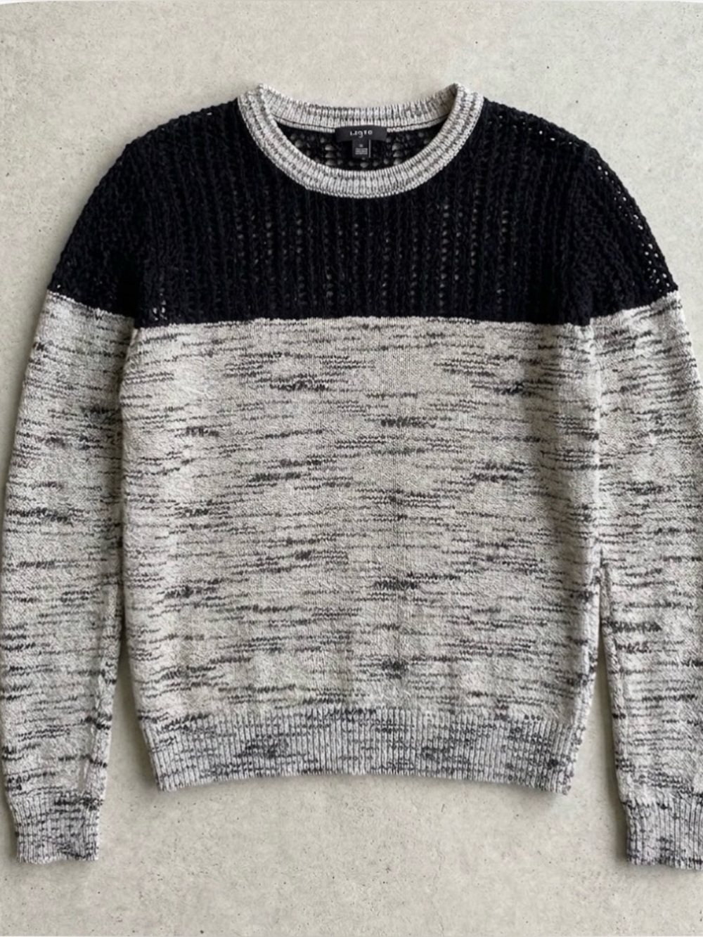 ASTR The Brand Mixed Media Sweater, Marled Knit, Women’s M, Black Gray